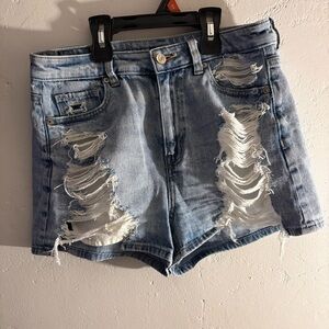American Eagle Outfitters Light Blue Distressed Jean Shorts size 4